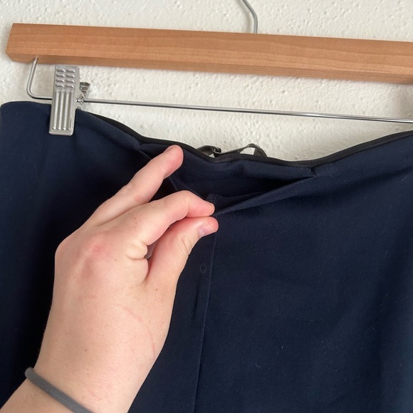 Athleta Navy Blue High Rise Flare Leg Slit Greenwich Pants Medium - Picture 7 of 10